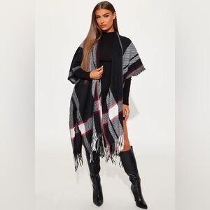 Fashion Nova Black and Gray Plaid Wrap